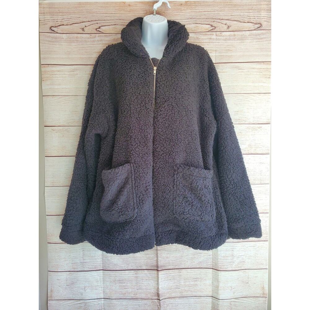 PRETTYGARDEN Women's Full Zip Up Faux Shearling Shaggy sweater size XXL